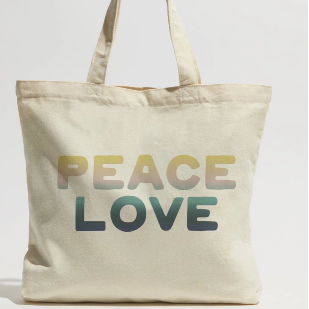 NWT Peace Love Canvas Tote Bag